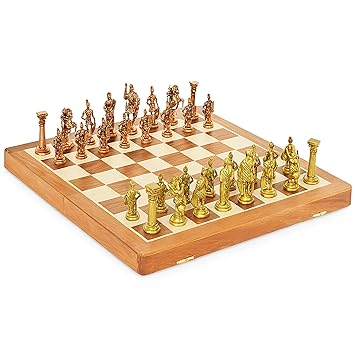 Brass Chess Set – Maple Wood Folding Board Brass Chess Set – Maple Wood Folding Board